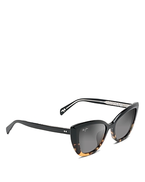 Shop Maui Jim Blossom Polarized Cat Eye Sunglasses, 54mm In Black/gray Polarized Solid
