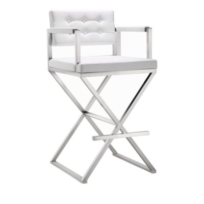  Director Performance Vegan Leather and Stainless Steel Barstool in Black