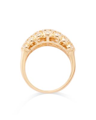 Diamond Bezel Multi Row Statement Ring in 14K Yellow Gold, 1.85 tcw