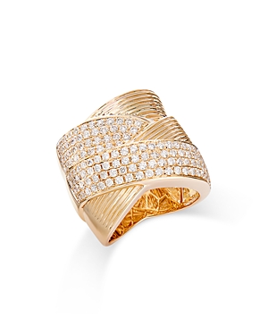 Bloomingdale's Diamond Crossover Textured Statement Ring In 14k Gold, 1.40 Ct. T.w.
