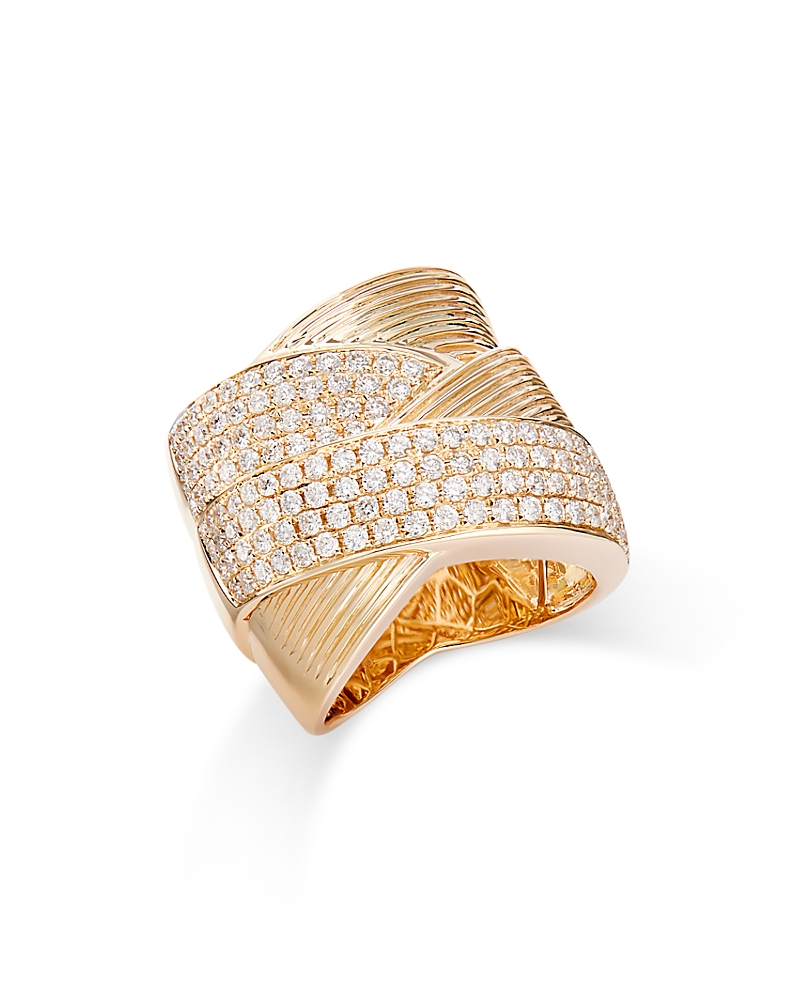 Bloomingdale's Diamond Crossover Textured Statement Ring In 14k Gold, 1.40 Ct. T. W. In Gold