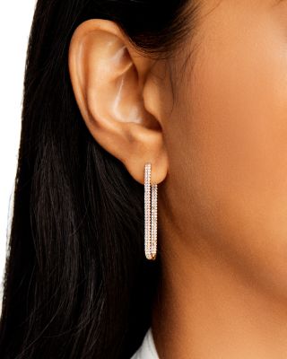 Diamond Geometric Hoop Earrings in 14K Yellow Gold, 1.0 tcw