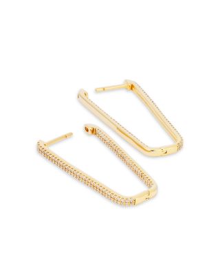 Diamond Geometric Hoop Earrings in 14K Yellow Gold, 1.0 tcw