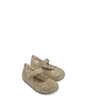 Shop Mini Melissa Girls' Minicampap Glitter Zigzag Mary Jane Flats - Toddler In Gold