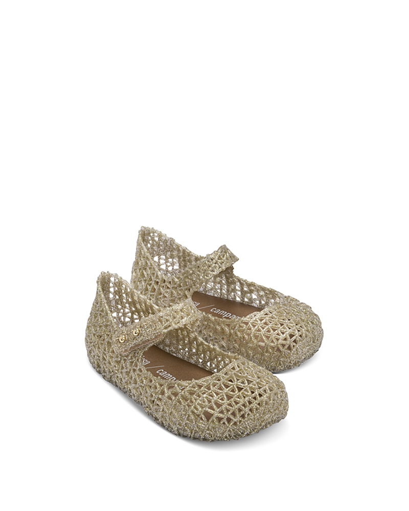 Mini Melissa Baby's & Little Girl's Zigzag Glitter Mary Jane Flats In Gold