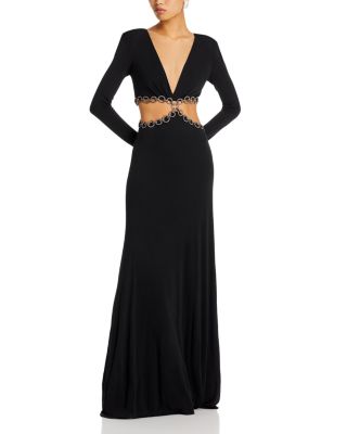 knee length dresses for ladies The Paulina Contrast Floral Maxi Dress in Black + White Small
