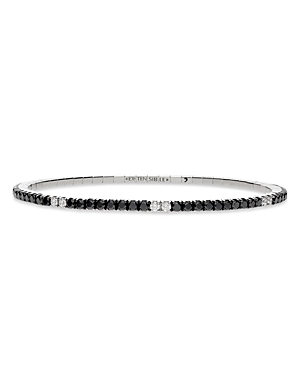 Ex-tensible 18k White Gold Black & White Diamond Stretch Tennis Bracelet In Black/white