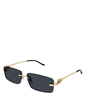 Cartier Panthere Classic 24k Gold Plated Rectangular Sunglasses, 58mm In Gold/gray Solid