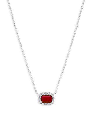 Precious Stone and Diamond Halo Pendant Necklace Collection in 14K White Gold