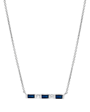 Bloomingdale's Sapphire & Diamond Bar Pendant Necklace in 14K Gold, 16