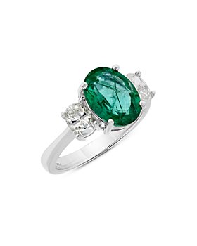 Bloomingdale's - Emerald & Diamond Oval Cut Ring in 14K White Gold 