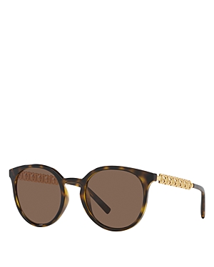 Shop Dolce & Gabbana Round Sunglasses, 52mm In Havana/brown Solid