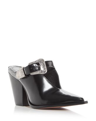 SCHUTZ Women s Jeane Pointed Toe Block Heel Mules Bloomingdale s