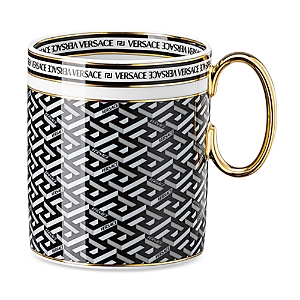 Shop Versace La Greca Signature Mug In Black