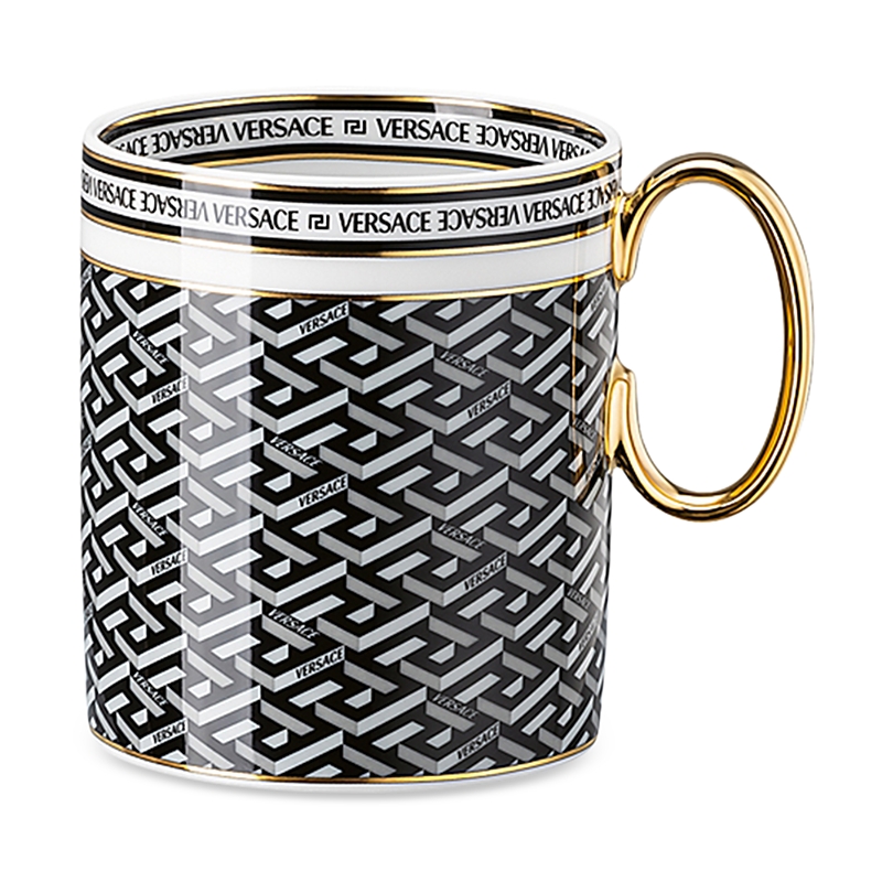 Versace Rosenthal Meets La Greca Signature Mug In Black