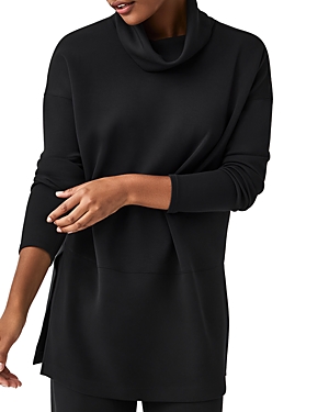Shop Spanx Airessentials Turtleneck Tunic Top In Very Black