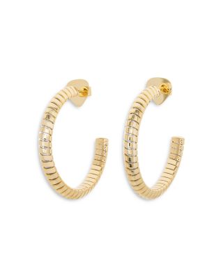 18K Yellow Gold Trisolina Segmented Large Hoop Earrings