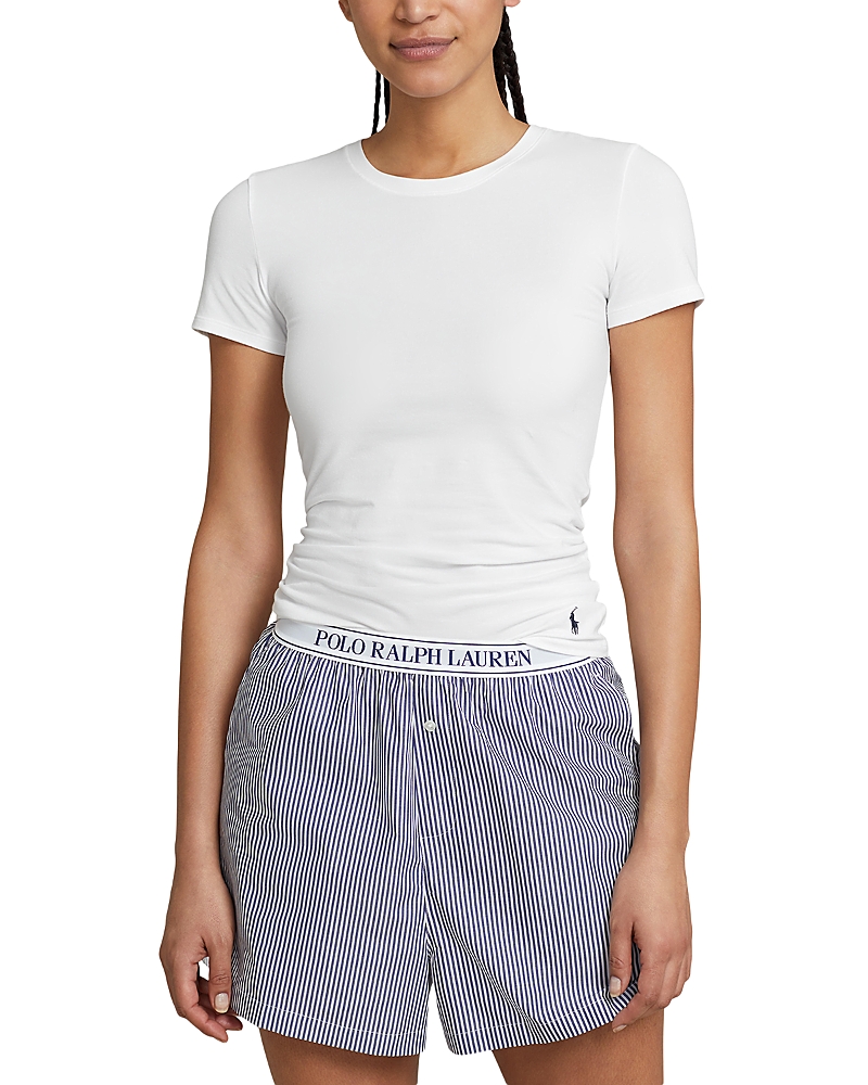 Polo Ralph Lauren Ribbed Cotton T-shirt In White Cloud