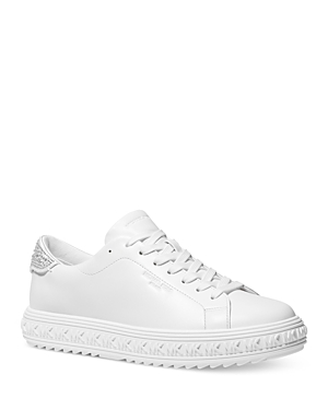 Shop Michael Kors Women's Grove Lace Up Low Top Sneakers In Optic White