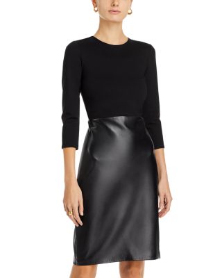 chinese dress ladies L'agence Halia Vegan Leather Dress in Midnight