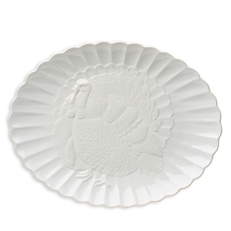 Lenox French Perle Carved Turkey Platter In White