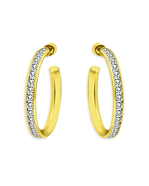 Aqua Channel Set Post Hoop Earrings in 18K Gold Over Sterling Silver - 100% Exclusive
