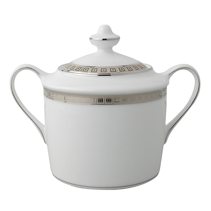 Bernardaud Athena Platinum Lidded Sugar Bowl In Platinum