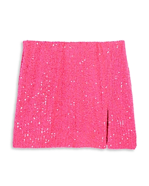 Katiejnyc Girls' Taylor Sequin Mini Skirt - Big Kid In Neon Pink