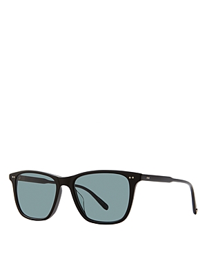 Garrett Leight Hayes Square Sunglasses, 52mm In Black/blue Polarized Solid