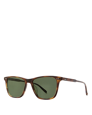 Shop Garrett Leight Hayes Square Sunglasses, 52mm In Brown/green Polarized Solid