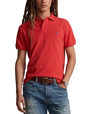 Shop Polo Ralph Lauren Custom Slim Fit Printed Mesh Polo Shirt In Post Red