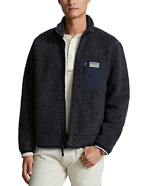 Polo Ralph Lauren Pile Fleece Jacket In Aviator Navy Marl