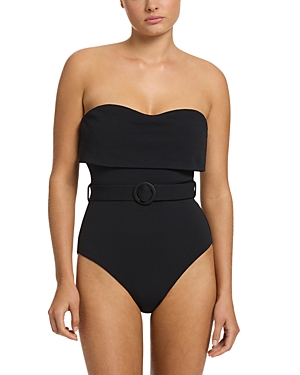 Belted Bandeau One Piece Swimsuit