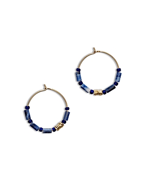 Anni Lu Azzurro Beaded Hoop Earrings In 18k Gold Plated In Blue