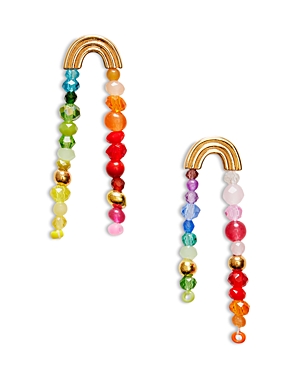 Anni Lu Double Rainbow Mixed Stone Drop Earrings In 18k Gold Plated In Multi/gold