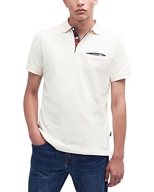 Shop Barbour Barwick Cotton Pique Pocket Polo Shirt In Antique White