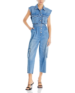 Shop Blanknyc Denim Belted Cargo Cropped Jumpsuit In Sit Tight