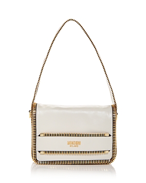 Shop Moschino Rider Leather Shoulder Bag In White Multi