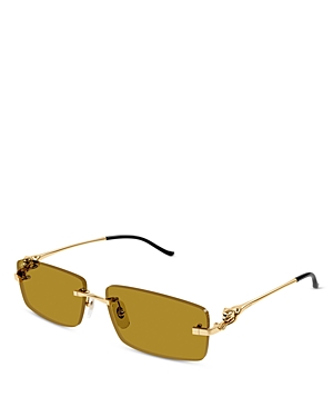 Shop Cartier Panthere Classic 24k Gold Plated Rectangular Sunglasses, 58mm In Gold/yellow Solid