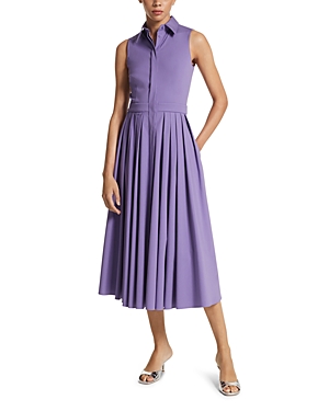 Michael Kors Button-front Poplin Shirtdress In Violet
