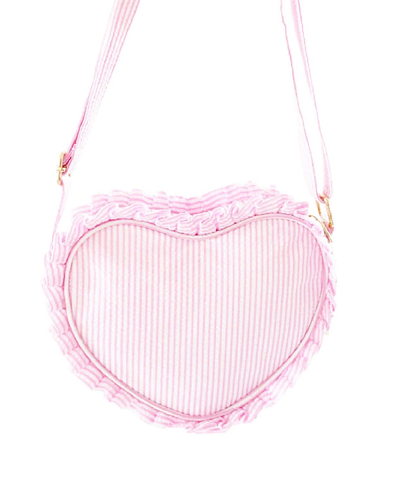Bits & Bows Girls' Palmer Pink Seersucker Heart Purse - Little Kid, Big Kid In Pink