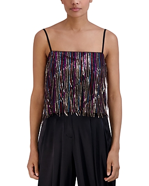 Sequined Fringe Cropped Top