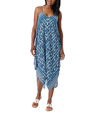 Shop Tommy Bahama Ikat Asymmetric Swim Cover-up Dress In Beaming Blue