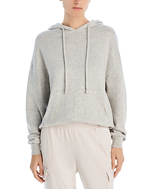 Monrow Fleece Slouchy Pullover Hoody In Heather Grey