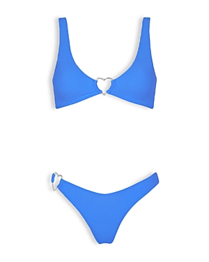 Capittana Kelly Heart Trim Bikini Bottom In Blue