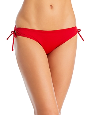 Shop Norma Kamali Jason Solid Bikini Bottom In Tiger Red
