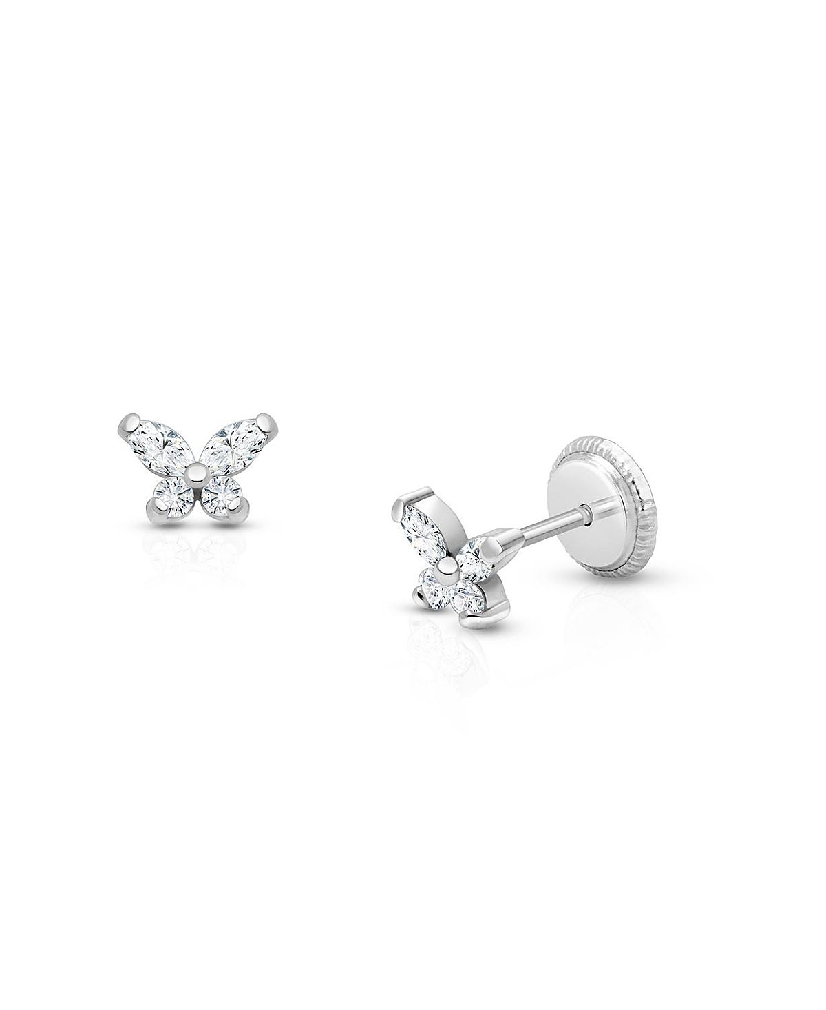Tiny Blessings Girls' 14K Gold Tiny Marquise Butterfly Studs Screw Back Earrings - Baby, Little Kid, Big Kid