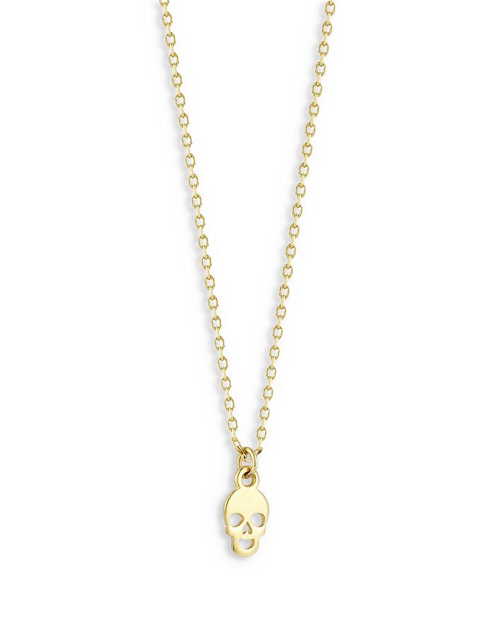 Moon Meadow 14K Yellow Gold Tiny Skull Pendant Necklace 16