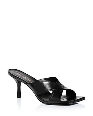 Shop Stuart Weitzman Women's Carmen 75 Slip On High Heel Sandals In Black