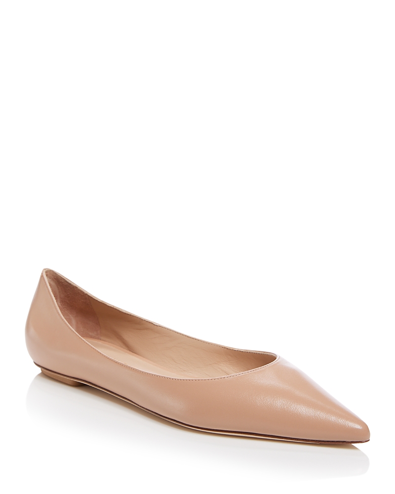Stuart Weitzman Emilia Pointed Toe Flat In Adobe